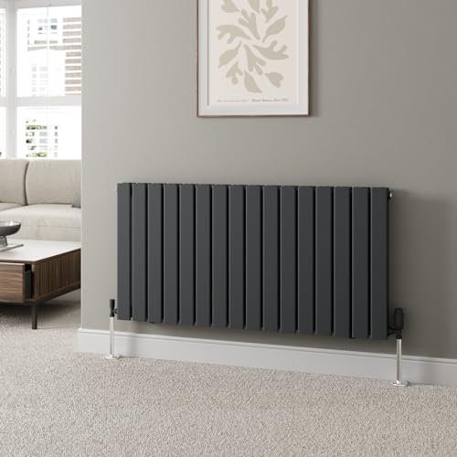 DuraTherm® 600 x 1216mm Anthracite Grey Horizontal Designer Radiator Double Column Flat Panel Modern Central Heating Panels Bathroom Radiators