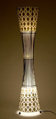 Werterhalt ums Haus Stehleuchte - Muschellampe mit Bambus und Holz 140 cm hoch