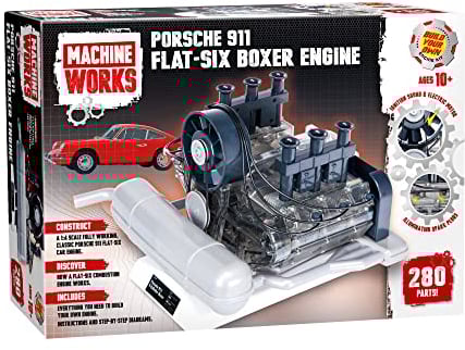 Machine Works Build Your Own Porsche 911 Boxer Engine Toy - Replica Model Building Kit - Features Sounds and Illumination, 280+ Pieces, 10+ Years