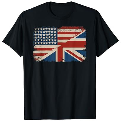British American Flag Great Britain Union Jack T-Shirt