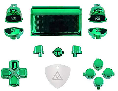 eXtremeRate Kit Completo de Botones para ps4 Mando CUH-ZCT2 - Dpad, R1 L1, R2 L2, Touchpad, Home, Share, Botón de Opción y de Acción Teclas Compatible con ps4 Slim/Pro (Verde Cromo)