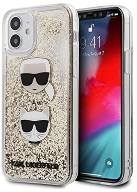KARL LAGERFELD KLHCP12SKCGLGO Hülle für iPhone 12 5,4 golden Liquid Glitter Karl&Choupette