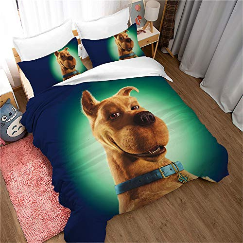 Ste-X Scooby-DOO Bettbezug Und 2 Kissenbezüge, Bettbezug Bettwäsche Für Kinder, Anti-Milbe, Mit Reißverschluss Für Einfachen Austausch (135 x 200 cm,Bild 07)