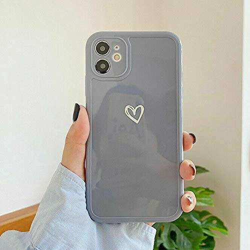 ZTOFERA TPU Case for iPhone 11, Glossy Soft TPU Case with Simple Heart Pattern, Slim Light-wight Protective Bumper Cover for iPhone 11 (6.1) - Grey