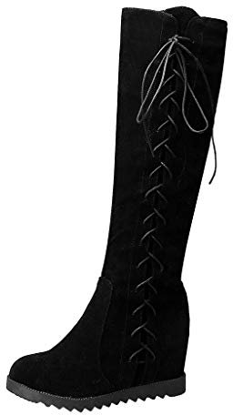 Stivali Donna Moda Cerniera Incrociata Mantieni Caldo Il Colore Puro Invernale Alto (39,Nero)