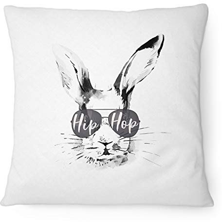 Fashionalarm Kissen Cooler Hip Hop Osterhase - 40x40 cm mit Füllung | Spruch Hasen Motiv Lustige Geschenk-Idee Ostern Osterdeko Osterdekoration, Weiß 40x40 cm