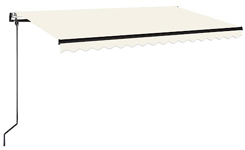 vidaXL Markise Automatisch mit LED Windsensor Markise Balkonmarkise Sonnenmarkise Sonnenschutz Sichtschutz Terrasse Garten 450x350cm Creme