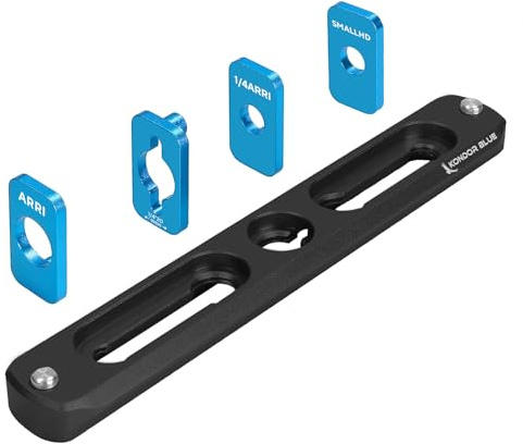 KONDOR BLUE 12,7 cm Monitorkäfig NATO-Schiene mit Verdrehschutzplatten | Federsicherungsstifte, ARRI-Style Befestigungspunkte, Low-Profile-Modul-Takelage für Feldmonitore | Rabenschwarz