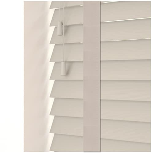 Custom Made To Measure Faux Wood Fine Grain Venetian Blinds With Tapes (50mm Slats) (UpTo 60cm (Width) x 130cm (Length), Cloud)