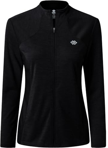 MoFiz Damen Laufjacke Leicht Sportjacke Trainingsjacke UVSchutz Ohne Kapuze | Laufshirt Damen Langarm,Fitness Jacke,Full Zip Sweatjacke,Wandern Yoga Jacke Atmungsaktive,mit Taschen