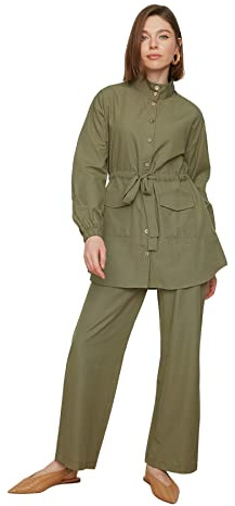 Trendyol Damen Zweiteiliges Set – Khaki – Regular Hemd, UK 12 (2er Pack)