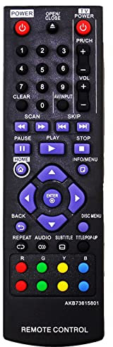 VINABTY Replacement Remote Control Fit for LG Blu-ray Disc DVD Player BP120 BP125 BP200 BP220 BP220N BP320 BP320N BP325W AKB73615801
