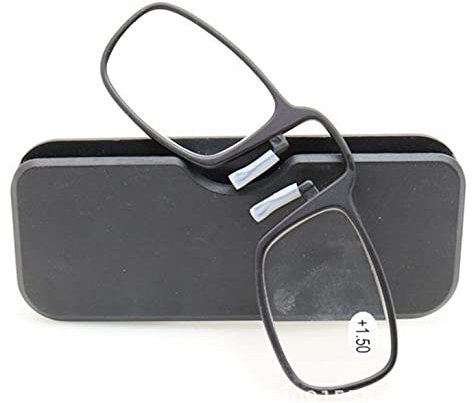 Pince-Nez Lunettes de Lecture Portable Mini Pince-Nez Readers Lunettes avec boîte à Miroir, Chiffon de Nettoyage pour Hommes et Femmes (Color : Blue, Size : +1.00)