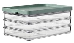 Mepal – Aufschnittdose Omnia 3-lagig Nordic Sage – 1650 ml Aufschnittbox für den Kühlschrank – zur Aufbewahrung von Wurst und Fleischwaren – 3 separate Aufbewahrungsbehälter – spülmaschinenfest