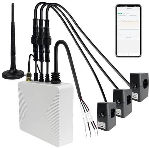 OWON 3-Phasen-WLAN-Smart-Home-Energiemonitor, 3-Phasen-Zangenmessgerät mit 3 300 A Schaltkreisstufen-Sensoren Echtzeit-Stromüberwachung | Solar-| Messgerät