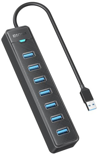 iDsonix 7 Ports USB Hub 3.0, USB Verteiler Multiport Adapter with 5Gbps Data hub for PC, Laptop, USB Flash Drives, Mobile HDD, and More