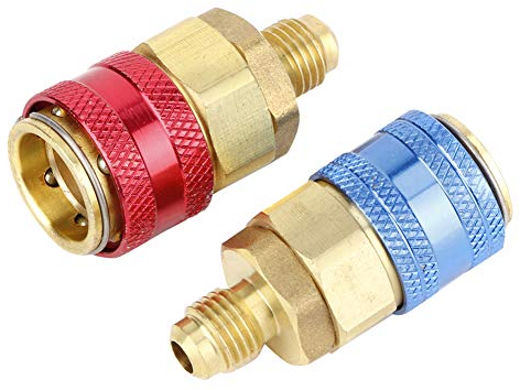 Klimaanlage Schnellkupplung Set,2 Stück R134A Hochdruck-Gerades Schnell Kuppler-Steck Verbinder Auto A C Kältemittel Adapter Hand Betätigte Werkzeuge