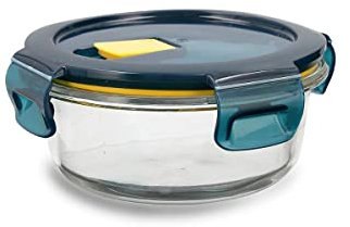 Quid Astral Recipiente Redondo Hermético Vidrio 14x14x6cm - 40cl Otros Vidrios Apto Microondas Apto Congelador Reciclable