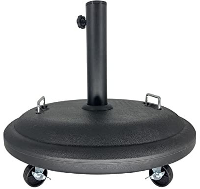 JUANIO Pied de Parasol avec Roues, Base de Parasol en Ciment Coloris Noir - Diamètre 50 cm