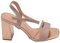 Scarpe Sandalo Donna Oro Rosa Pelle con Fasce a Incrocio satinate e Chiusura alla Caviglia Sling Back Tacco Largo 5cm (39 EU)