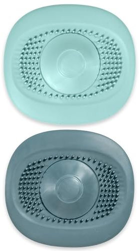 MoniDecor ® Tapón Silicona Fregadero Cocina Tapon Fregadero Cocina Tapón Lavado Multifuncional y Colador de Fregadero, Ideal para Bañera y Ducha Color Azul Verde 2 Unidades