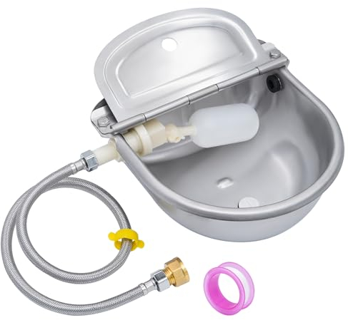 MUYIRTED Automatische Tränkebecken Aus Rostfreier Stahl, Pferdetränke, 1/2 Zoll Schwimmertränke Mit 80cm Wasserpfeife Und Adapter, Niederdruck Tränke Für Ziegen Hunde Schafe Hühner
