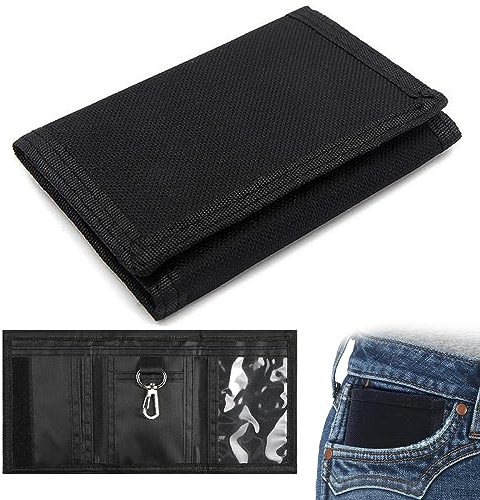 MUYAPAY Portefeuille de Camouflage,Portefeuille Homme, Portefeuille Fin,Triple Camouflage Voyage Portefeuille,Portefeuille Fin RFID Porte Monnaie à Trois Volets,pour Garçons Hommes (Noir)