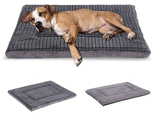 BVAGSS Orthopädisches Hundebett, Waschbar Hundekissen flauschig Hundematte, Umkehrbar Weiche und Warme Hundematte für klein mittel große Hunde XH079 (91x58x4cm,Light Grey)