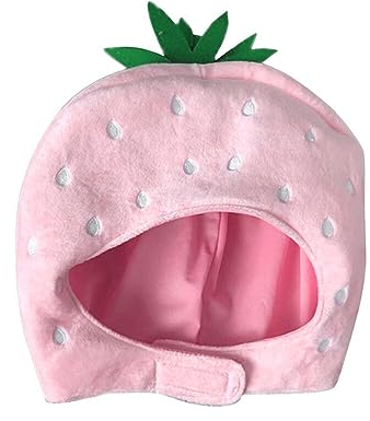 LICHENGTAI Erdbeere Hut Plüsch Obst Kopfbedeckung Netter Erdbeerhaube Party Cosplay Kostüm Foto Requisite Partyhüte Urlaub Accessoire für Frauen Mädchen Dress Up Kostüm Zubehör Party
