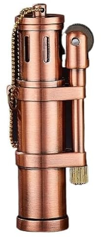 Vintage kerosin feuerzeug , klassische Schleifscheibe Zündfeuerzeuge, Mini-Graben-Feuerzeug im 2. Weltkrieg, Soft Flame-benzinfeuerzeug steampunk for Männer, winddichtes Feuerzeug ( Color : Copper col