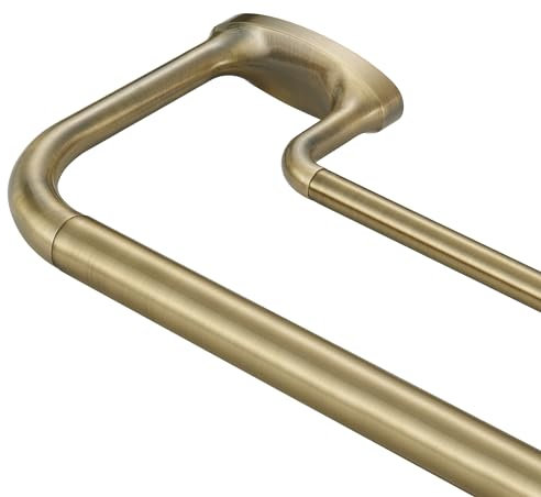 Mayrhyme Double Curtain Rods, Wrap Around Curtain Rod for Windows, Internal Splicing 1'' Front and 5/8'' Back Adjustable Curtain Rod with Aluminum Finials and Brackets (Antique Bronze, 28-150)