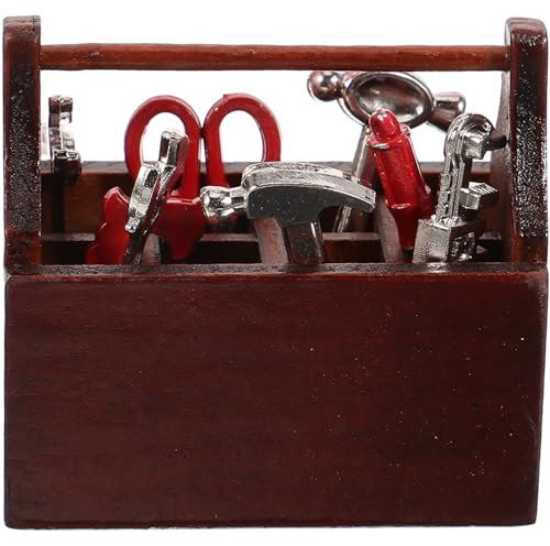 Abaodam 1satz Miniatur Werkzeugsatz Holzbox Teiliges Für Puppenhaus-Dekoration Realistische Spielzeugwerkzeuge Für Kreative Szenen Und