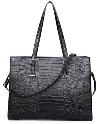Simcat Damen-Handtasche, Tragetasche, Leder, 39,6 cm (15,6 Zoll), für Büro, Arbeit, große Umhängetasche, Schultertasche für Schule, A1-schwarz, 42CM/16.53(L)X15CM/5.9(W)X32CM/12.59(H)