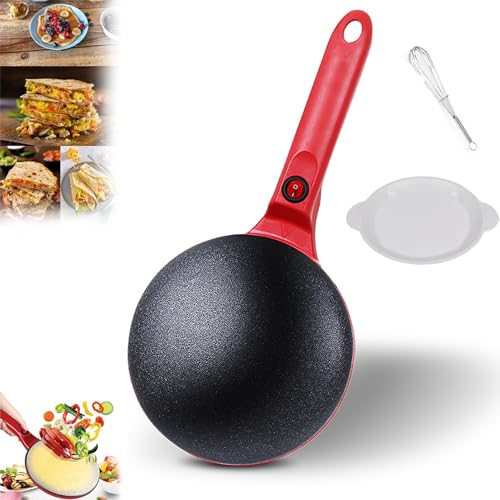 Crepera Instantánea Portátil De 8, Creperas Eléctricas Antiadherentes, Calor Rápido De 15s, Con Tazón Para Masa Y Batidor De Huevos, MINI Máquina De Panqueques Para Pizza Doméstica De 600W