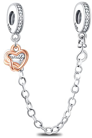 Rimgoris Argento 925 Charm per donna Bracciali Collana Cuore Infinito Famiglia Chiusura Catena di Sicurezza Dangle Charm Regalo