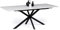IDMarket - Esstisch, ausziehbar, rechteckig, Alix, 6-10 Personen, Spinnenfuß, Schwarz, Platte mit Marmor-Effekt, Weiß, Alaska, 160 – 200 cm