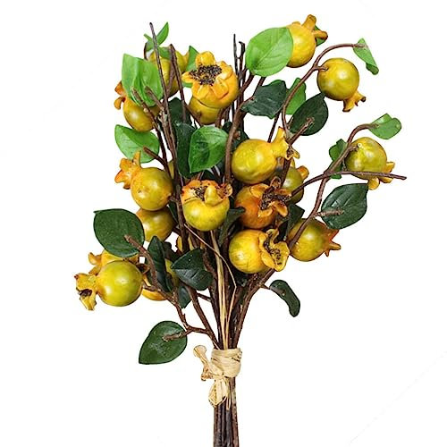 HOLIDYOYO Künstliche Granatapfelfrüchte Beeren 5 Stück Gelb Für Party-Dekorationen Zu Hause Im Büro