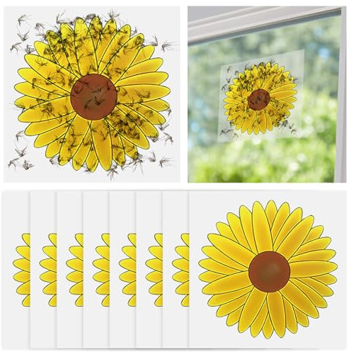 50 Stück Fenster Fliegenfalle Fliegenstreifen Sonnenblumen Fruchtfliegenfalle Fliegenköder Fenster Klebrig Fenster Fliegenfalle, Fenster Fliegenfallen Kleber für Drinnen Fliegen Moskito
