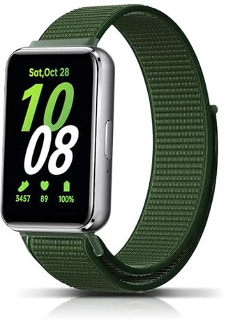 PaceBid Nylon Armband Kompatibel mit Samsung Galaxy Fit 3 Herren Damen Sport Uhrarmband Licht Aatmungsaktive Verstellbare Ersatzarmband für Samsung Galaxy Fit 3 Grün