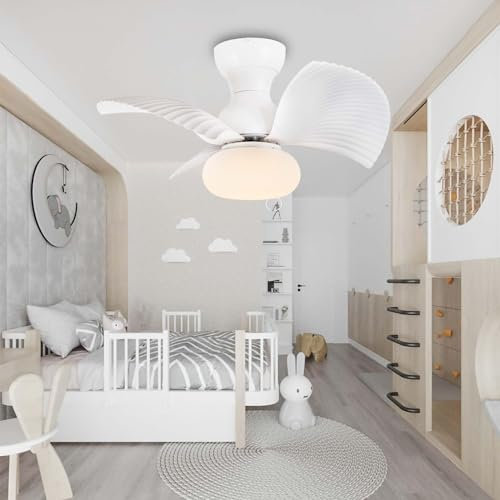 Ceiling Fan Lights with Remote Control, Palm Leaf-Shaped 3 Blades Ceiling Fans with Lights for Bedroom, 6 Speeds, Reversible DC Motor, Dimmable Light(Color:DD)