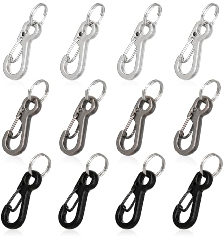 12 Sets Mini-Karabinerhaken Klein Karabiner Schlüsselanhänger Mit Metallfeder Set 2.5 cm Abnehmbare Karabinerhaken Schlüsselanhänger Ringe Für Rucksack Hundeleine Angeln (3 Farben)