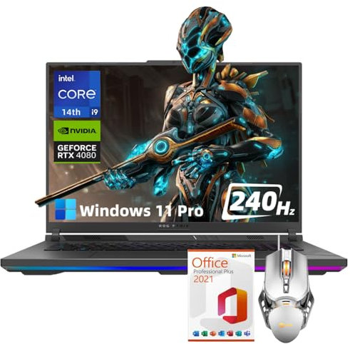 ASUS ROG Strix-G18 Gaming Laptop - 18 240Hz WQXGA Display, i9-14900HX, RTX 4080, 64GB DDR5 RAM, 2TB SSD, Wi-Fi 6E, Backlit Keyboard, Win 11 Pro, with Microsoft Office Lifetime License
