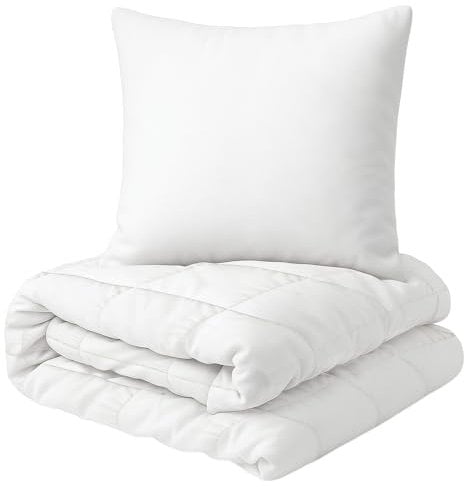 Laleni Baby Bettdecke und Kissen Set – Bettdecke 135x200 cm + Flachkissen 80x80 cm – Oeko-TEX Zertifiziert – Bettausstattung für Baby- & Kleinkinderzimmer – Weiß