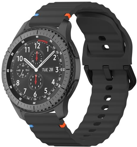 AK für Galaxy Watch 3 Armband 45mm, 22mm Silikon Uhrenarmband für Samsung Galaxy Watch 46mm/Gear S3 Classic/Frontier Ersatz Armbänder Mit Farbigen Linien, Herren Damen
