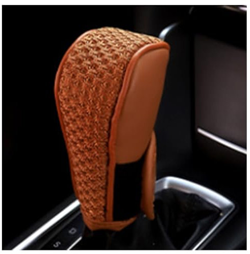 TVVXIO Auto Schaltknauf Abdeckung, für Mitsubishi ASX Pajero Sport Outlander Grandis Auto Schaltknauf Abdeckung Schutz, Kratzfest, Waschbar, Auto Zubehör,C Brown