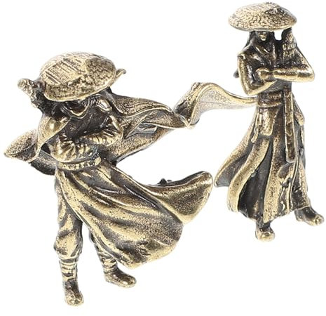 BESTonZON 2pièces Figurines Guerriers Chinois Miniatures Métal Décoration Micro Paysage pour Jardin Bureau Et Bonsaï Lot de Sculptures Anciennes Ornements Artisanaux De Precision