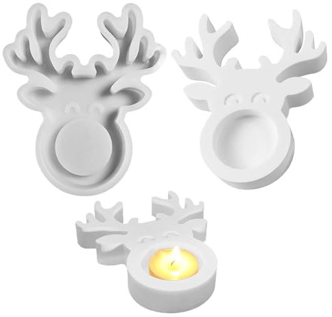 Silikonform Weihnachten Elch Teelichthalter, Silikonformen Gießformen Weihnachten, Elch Gießform Weihnachten, Silikon Gießformen Weihnachten für DIY Weihnachtsdeko Elch Teelichthalter (T)