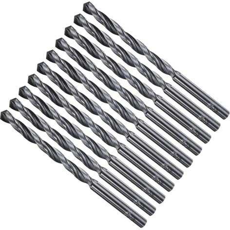 METALLIXITY Drill Bit (5mm) 10Pcs, 4241 High-Speed Steel Straight Shank Nitriding Black 118° for Wood Plastic Iron Copper Aluminum Low Soft Metal