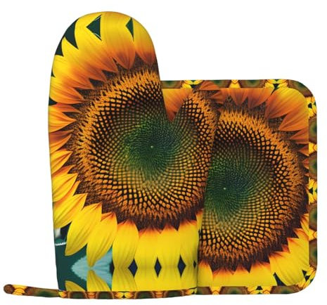 You are My Sunshine - Guanti da forno in silicone con girasole e presina da cucina, multifunzionali