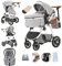 Lnhcrbs Kinderwagen 3 in 1, Baby Kinderwagen ist mit Einstellbarer Höhe Griff, Bergsteiger Kinderwagen mit Anti-Moskitonetz Regen Abdeckung Mumie Tasche Flaschenhalter,for 0-4 Years,22Kg,Hellgrau